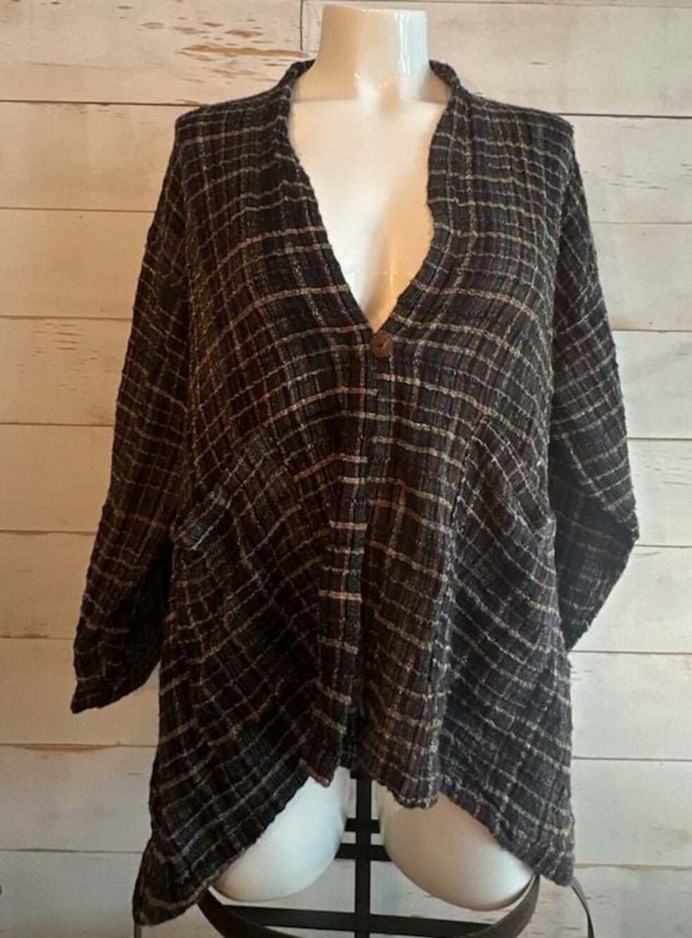 Yasuko Kurisaka Handwoven Textured Cotton Oversized Jacket